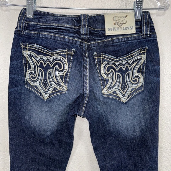 MEK Denim Embroidered‎ Jeans Women 25x34 Long Tirana Slim Boot Dark Wash Western - Picture 1 of 12